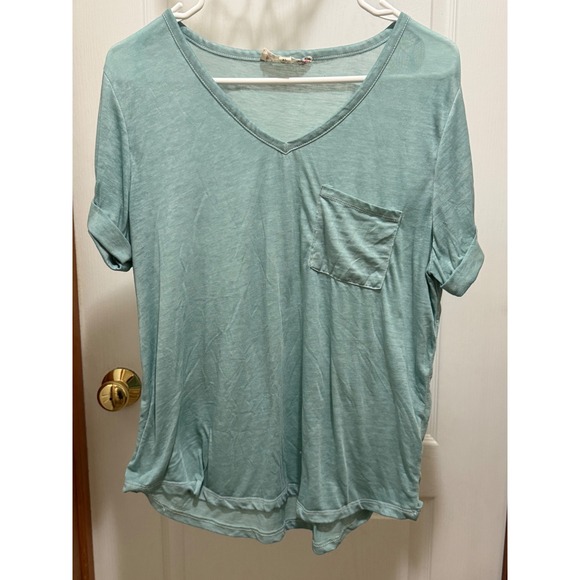 Pink Republic Tops - Pink Republic Womens Boho Sage V-Neck Pocket Tee Slub Knit Top XL PS5K15770SKL